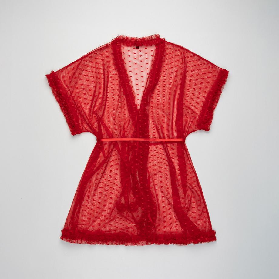 Manor Woman Kimono Transparent Motif Coeur  