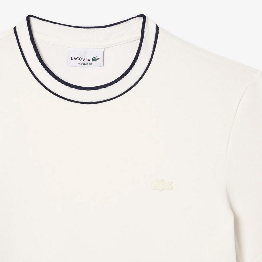 LACOSTE T-shirt à encolure ronde côtelée  