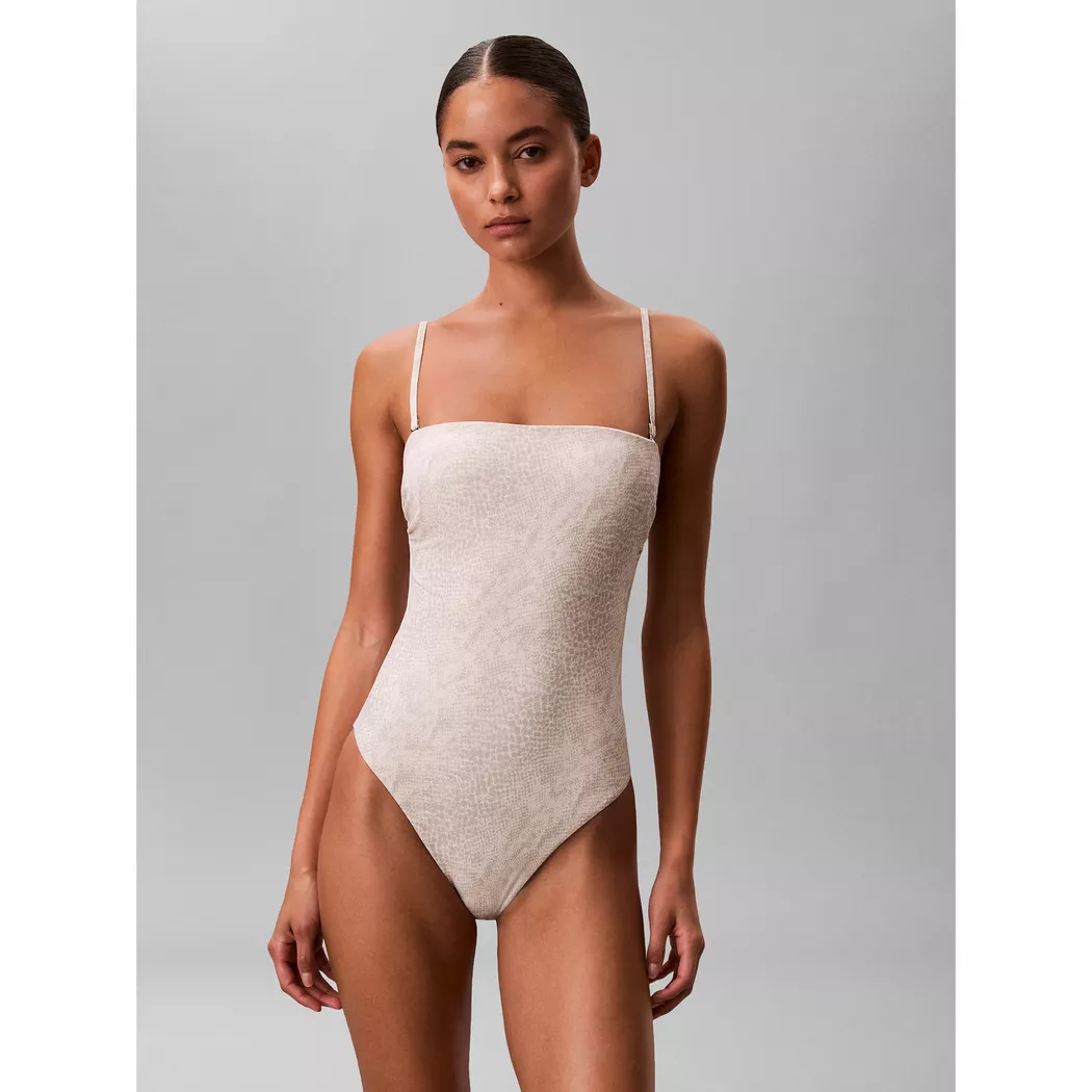 Calvin Klein Maillot De Bain Lv00q62709 Bandeau 21038 Stippled Skin/ Tofu XL Femme