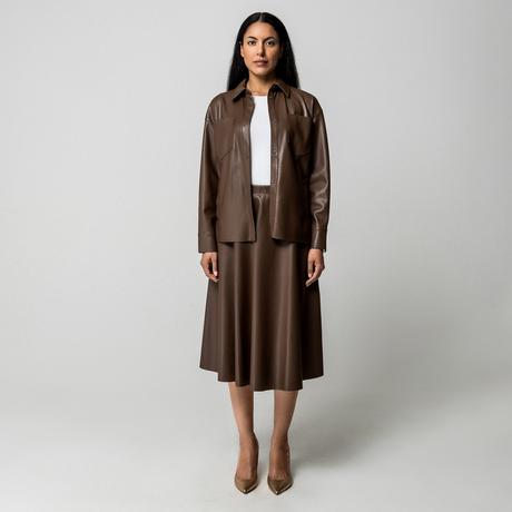 Max & Co TRIVIO Beschichteter Jersey Ausgestellter Midi Rock  