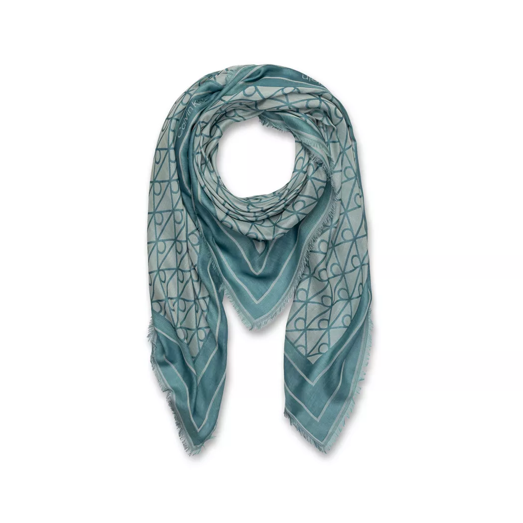 Calvin Klein Emblem AOP Jacquard Square Scarf Whispering Blue/White