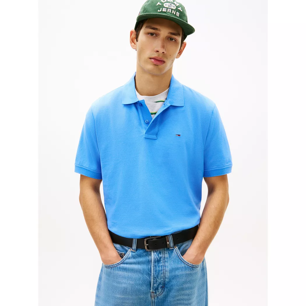 Poloshirt TOMMY JEANS "TJM REGULAR FIT", Damen, Gr. S, blau twilight, Jersey, Obermaterial: 100% Baumwolle, regular fit normal, Rundhals, eingesetzt angesetztes Bündchen, Shirts