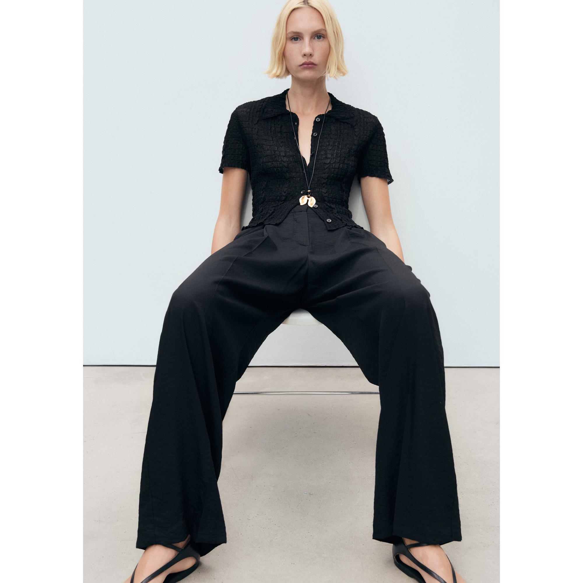 MANGO Carla Pantalon Plissé Large  