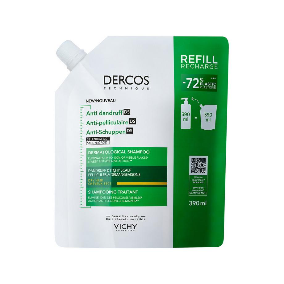 Shampooing antipelliculaire Dercos Eco-Refill pour cheveux normaux à gras