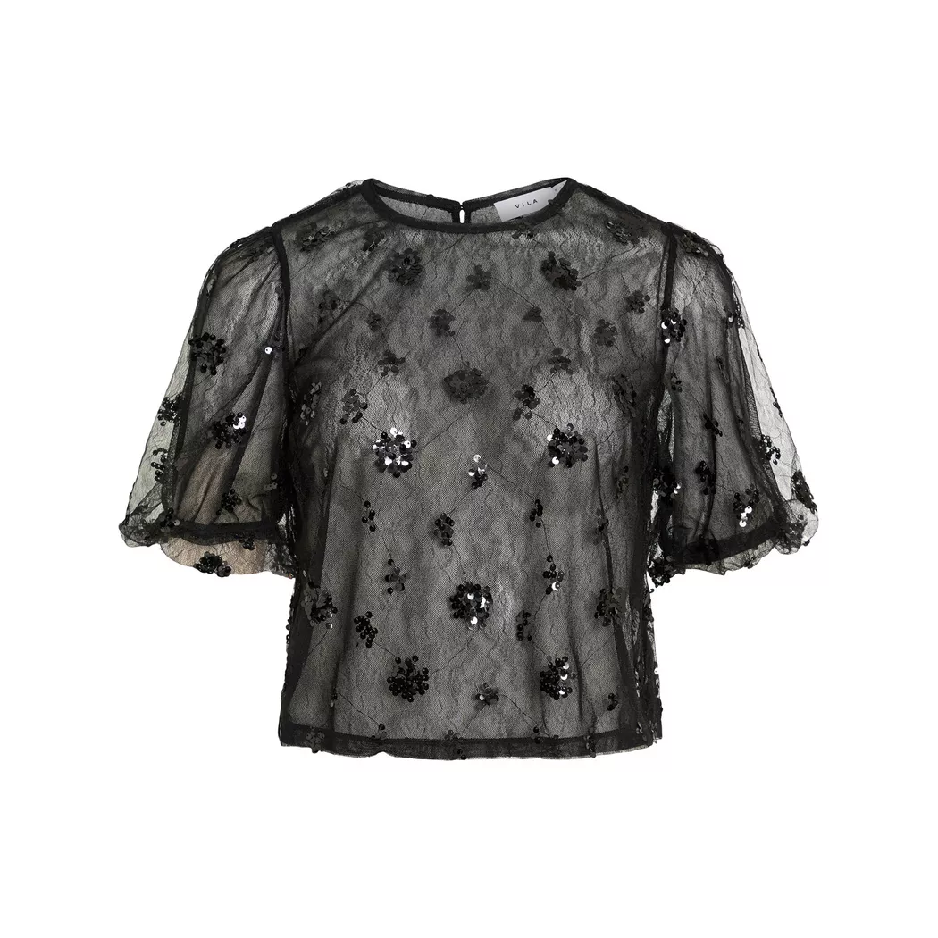 VILA - T-Shirt, für Damen, Black, Größe 36