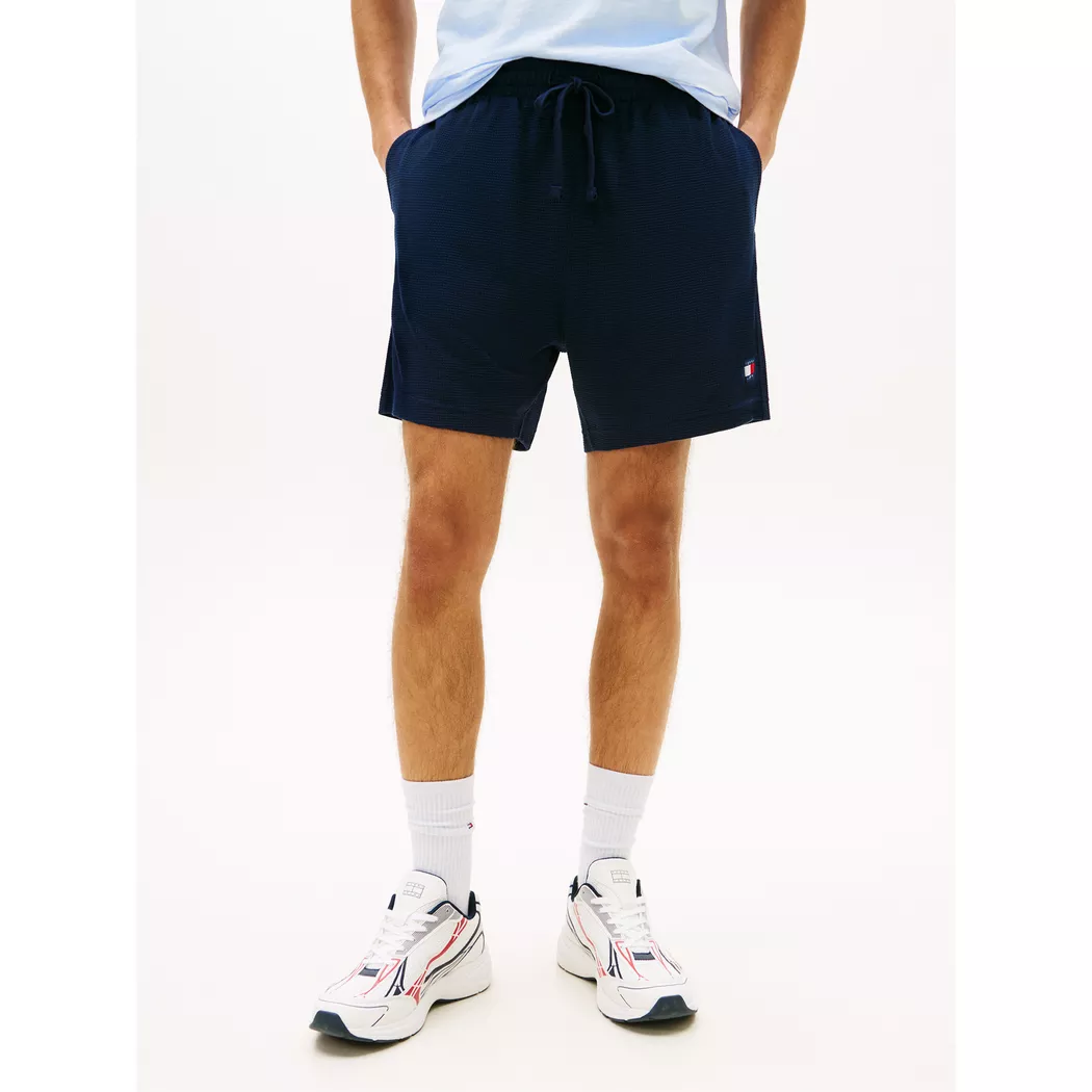 Shorts TOMMY JEANS "TJM WAFFLE BEACH", Herren, Gr. S, N-Gr, schwarz night navy, Web, Obermaterial: 60% Baumwolle, 40% Polyester, unifarben, regular fit kurz, Hosen Shorts, Regular fit mit elastischem Bund