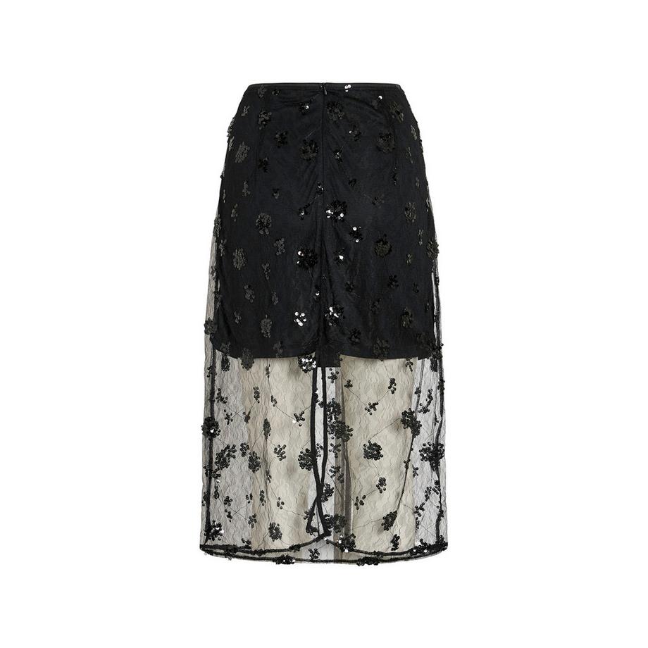 VILA Paillettenverzierte Spitzen Maxi Rock  