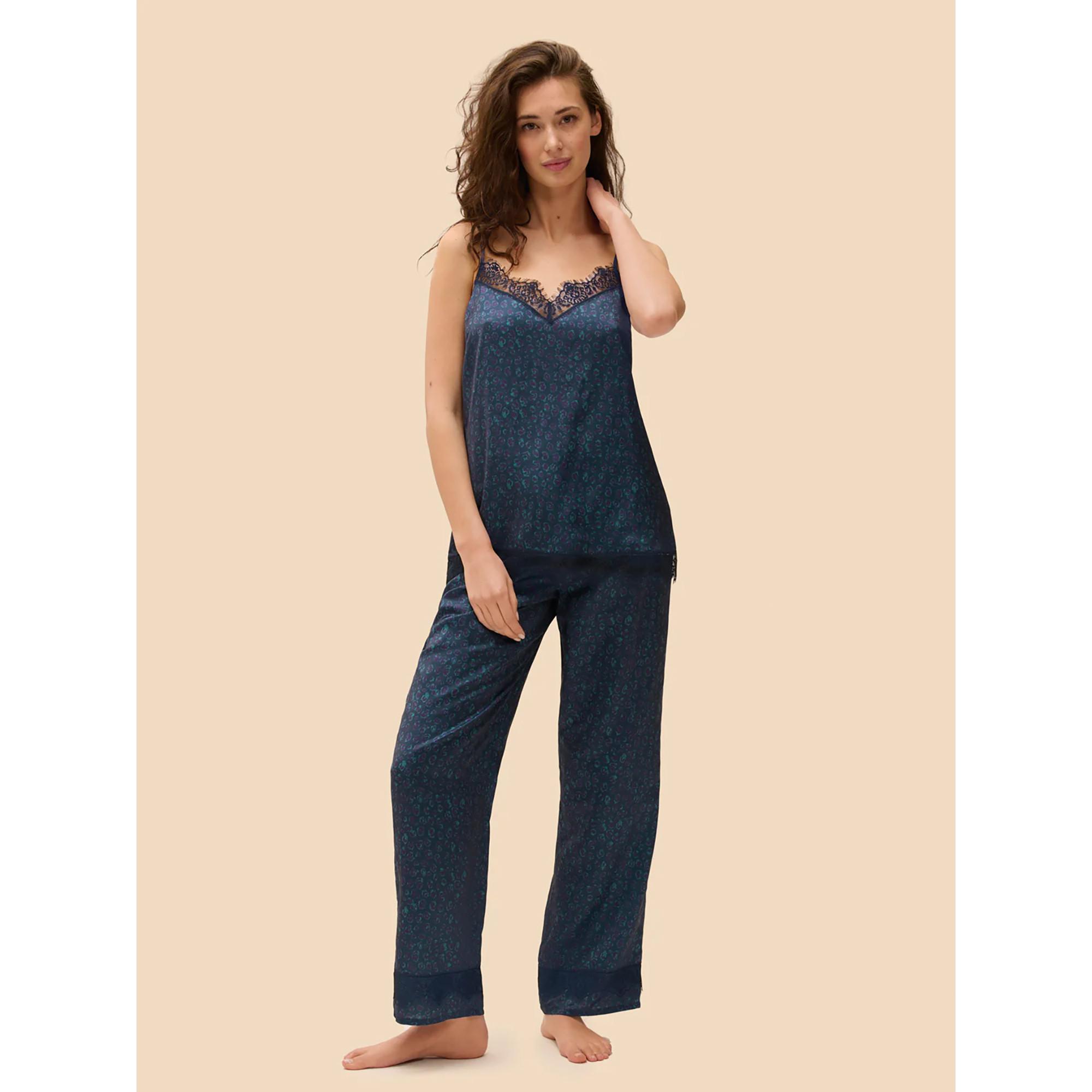 SIMONE PERELE Pantalon de pyjama en satin avec dentelle  