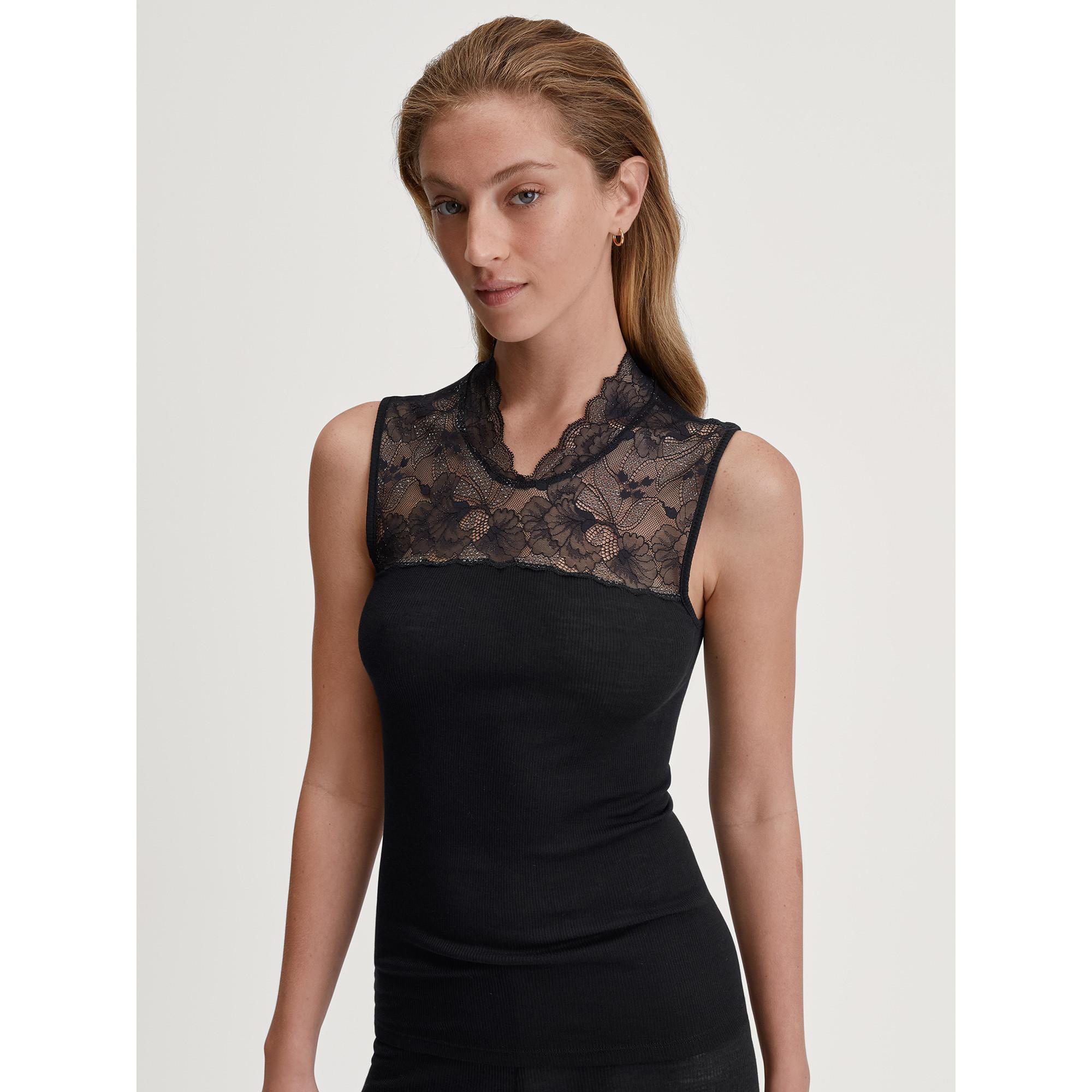 CALIDA Top senza maniche con dettagli in pizzo  