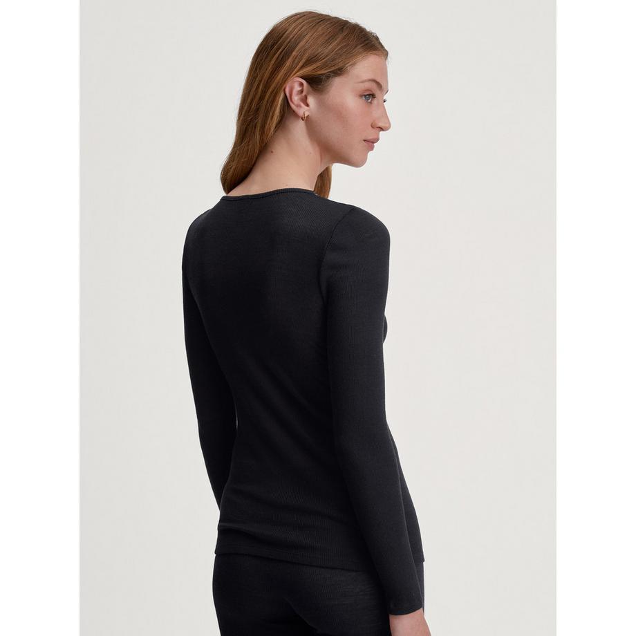 CALIDA Top Maniche Lunghe Scollo a V Pizzo  