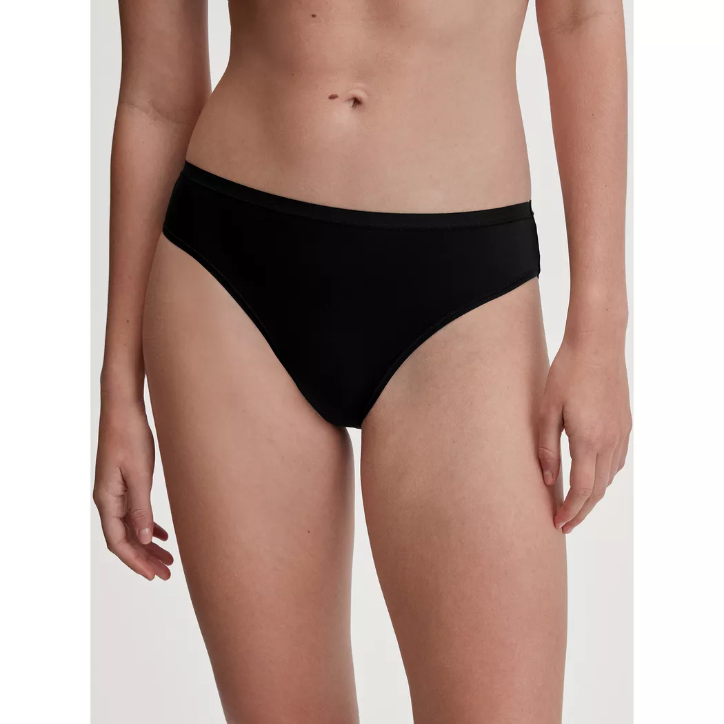 Slip CALIDA "Slip Natural Comfort Regular Cut Slip 1er Pack", Damen, Gr. 36-38, schwarz, Obermaterial: 92% Baumwolle CO. 8% Elasthan EL., Unterhosen Slip