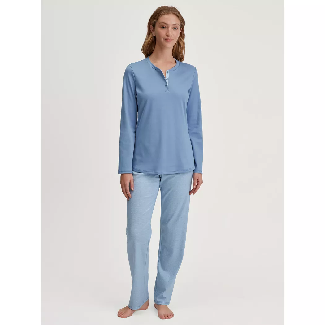 Schlafanzug CALIDA "Midnight Love", Damen, Gr. S (40/42), scandinavian, Interlock, Obermaterial: 100% Baumwolle, bequem lang, Rundhals, Homewear-Sets Schlafanzug, Langarm, Heavy-Interlock, Rundhals-Ausschnitt, wärmend 3