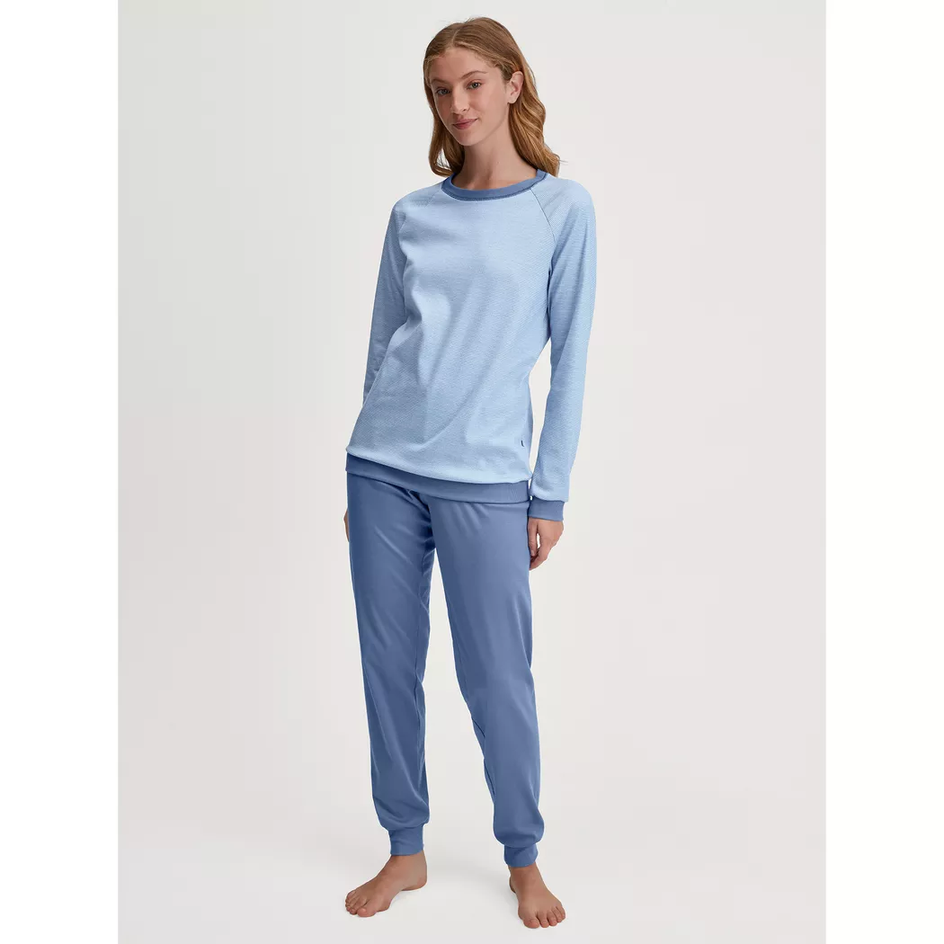 Schlafanzug CALIDA "Midnight Love", Damen, Gr. S (40/42), scandinavian, Interlock, Obermaterial: 100% Baumwolle, bequem lang, Rundhals, Homewear-Sets Schlafanzug, Langarm, Heavy-Interlock, Rundhals-Ausschnitt, wärmend 8