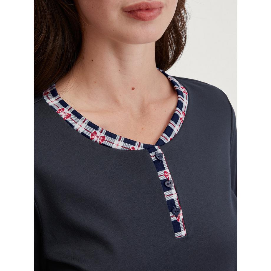 CALIDA Pyjama Langarm Henley Ausschnitt  