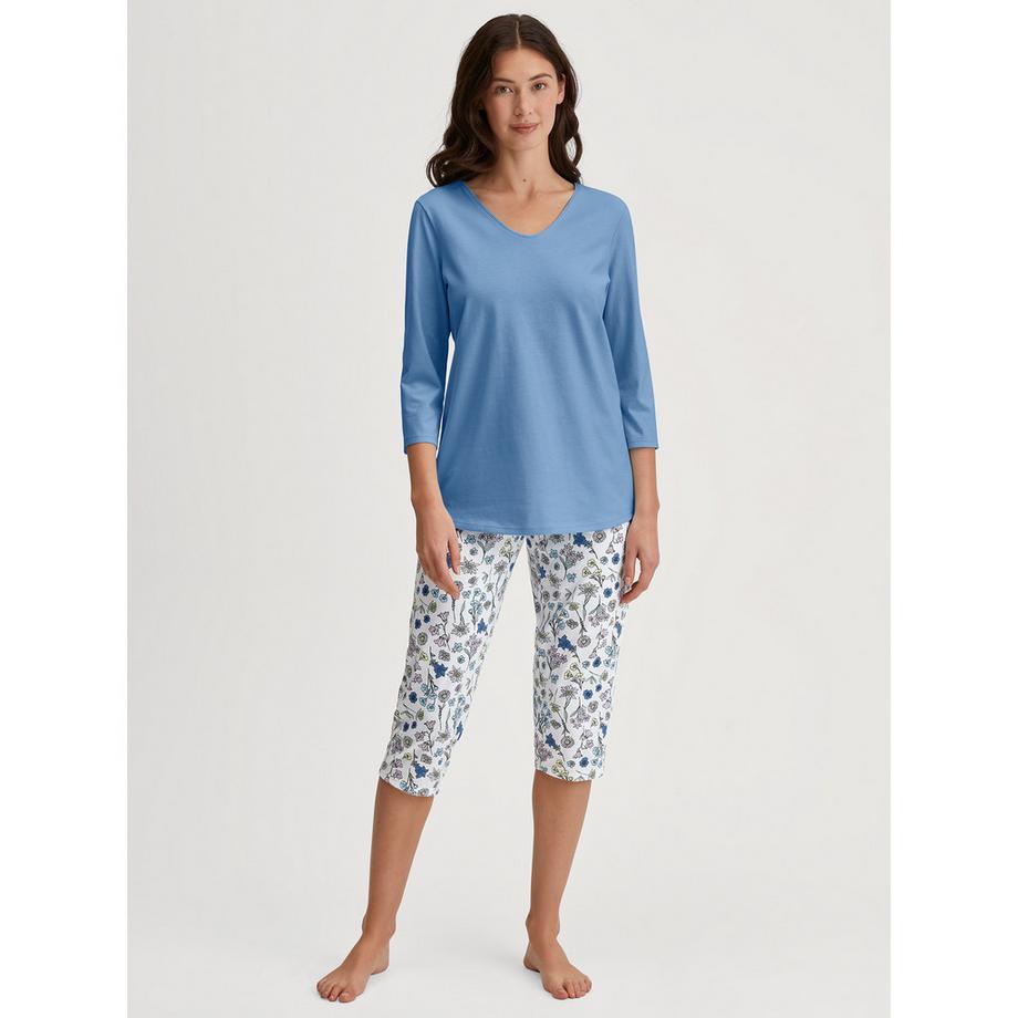 CALIDA Flower Nights Pyjama Set mit floralen Caprihosen  