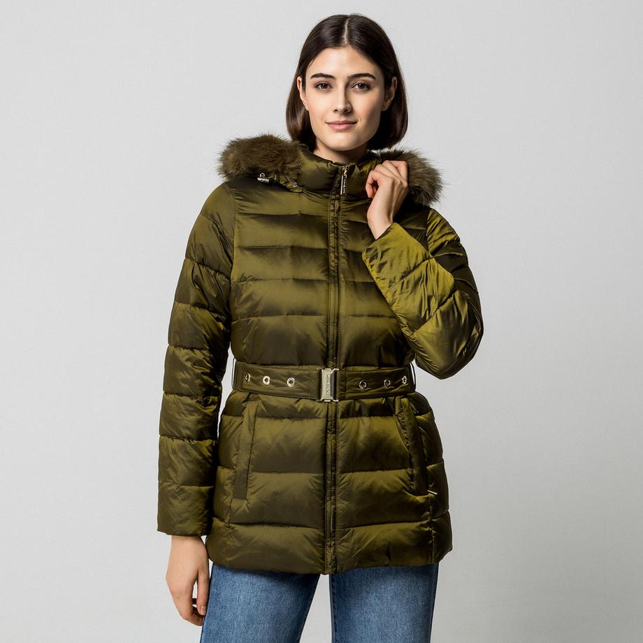 MICHAEL KORS Gepolsterte Jacke mit Kunstfellkapuze  