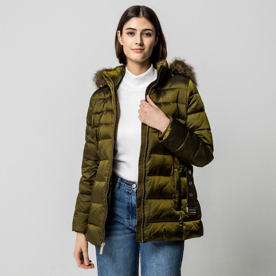 MICHAEL KORS Gepolsterte Jacke mit Kunstfellkapuze  