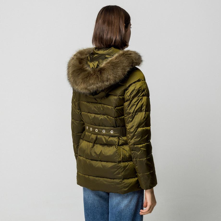 MICHAEL KORS Gepolsterte Jacke mit Kunstfellkapuze  