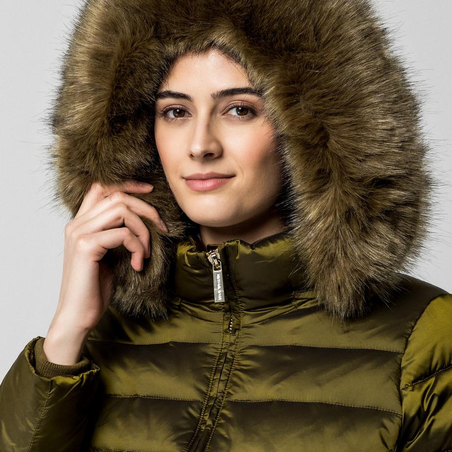 MICHAEL KORS Gepolsterte Jacke mit Kunstfellkapuze  