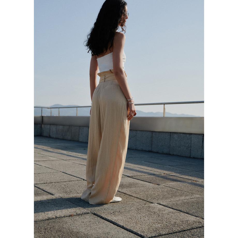 MANGO Paperbag Wide Leg Pantaloni  