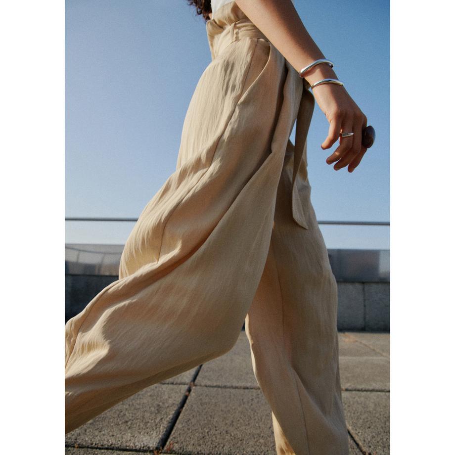 MANGO Paperbag Wide Leg Pantaloni  
