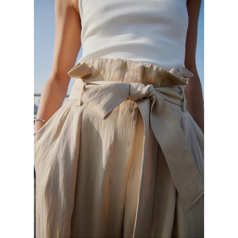 MANGO Paperbag Wide Leg Pantaloni  