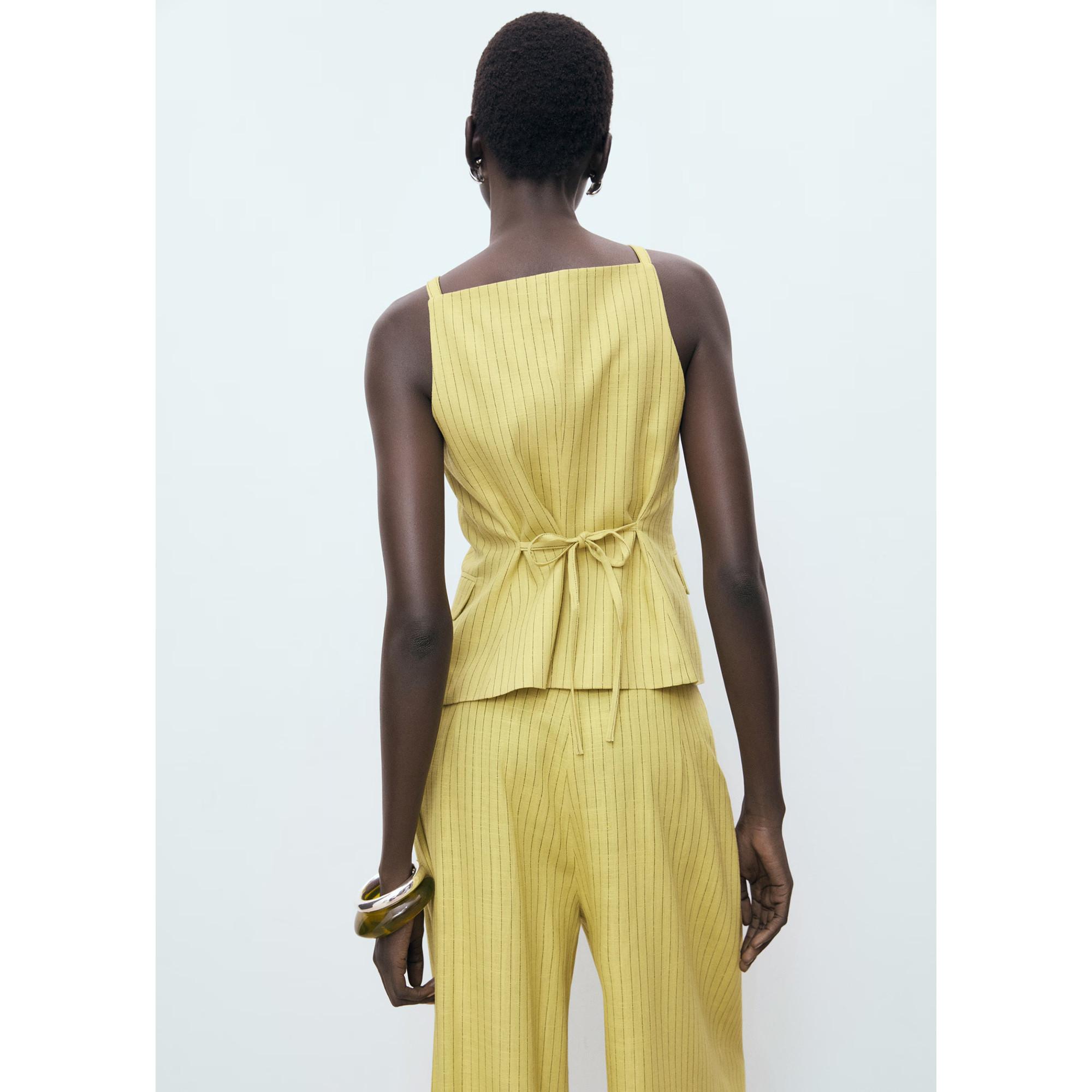 MANGO Luca Rayé Encolure Carrée Top  