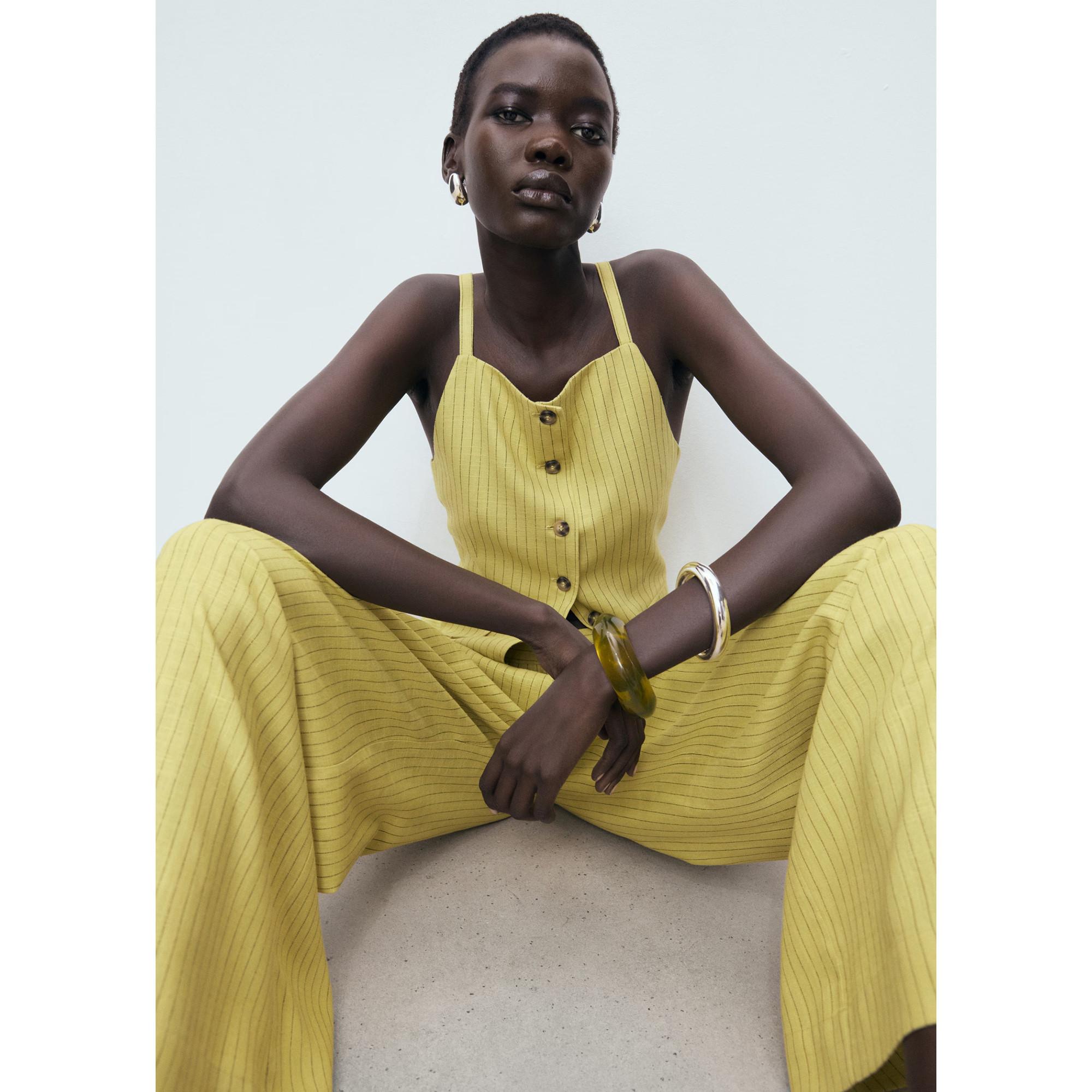 MANGO Luca Rayé Encolure Carrée Top  