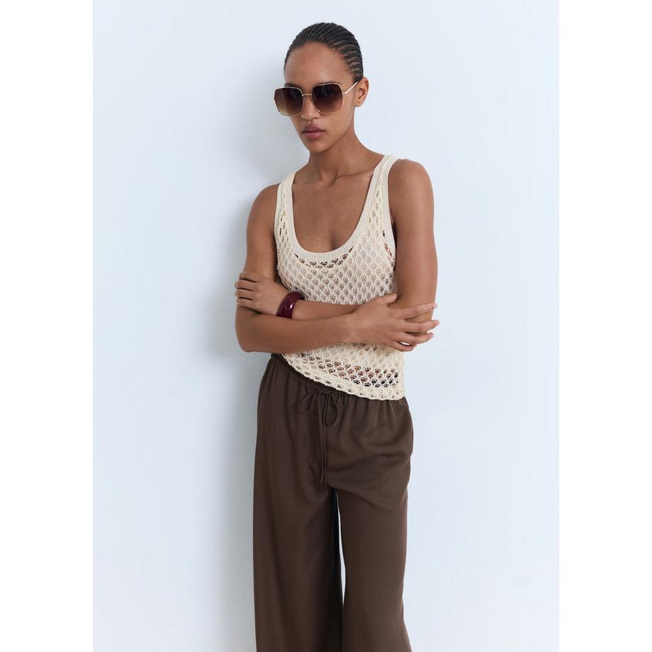 MANGO CEL Pantaloni Larghi con Cintura Annodabile  