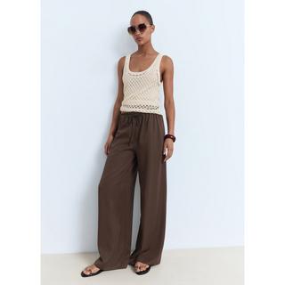 MANGO CEL Pantalon Large avec Ceinture à Nouer  
