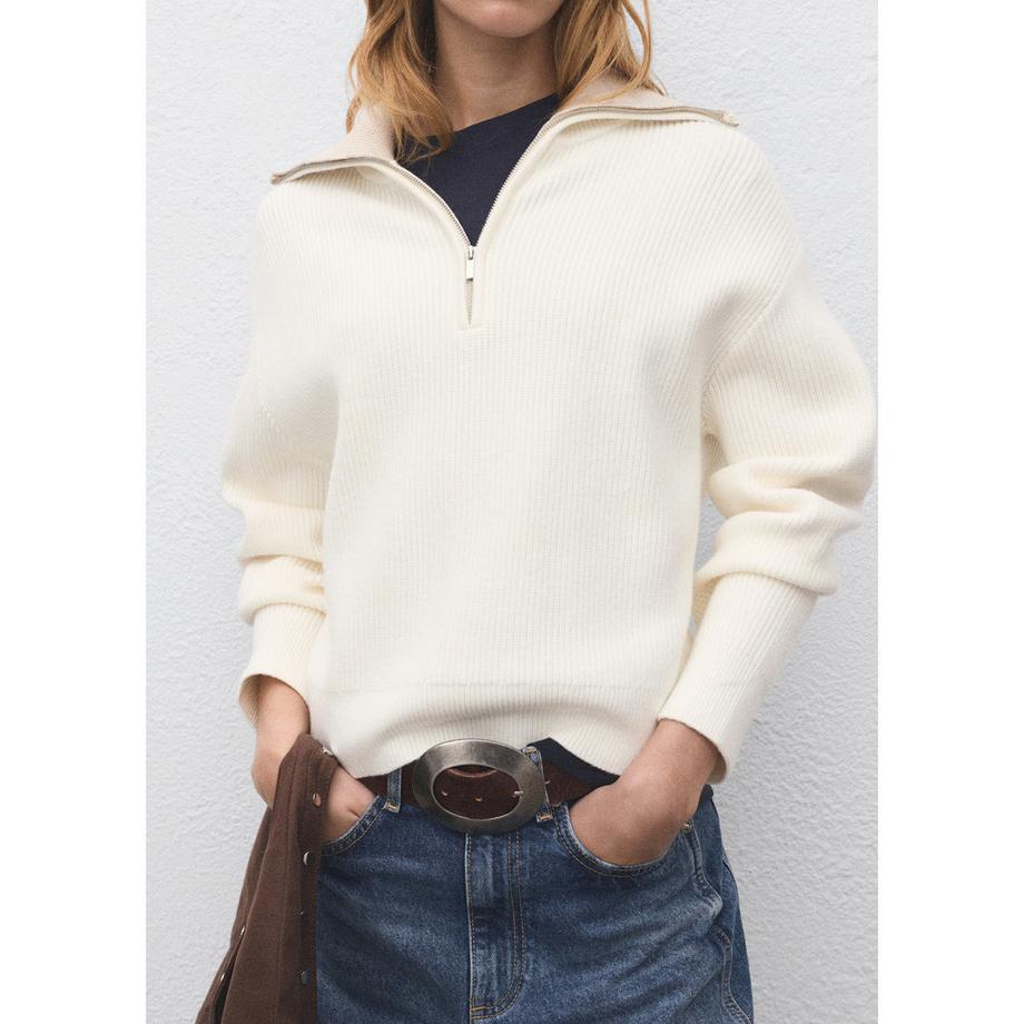 MANGO Rizon Half Zip Rippstrick Pullover  