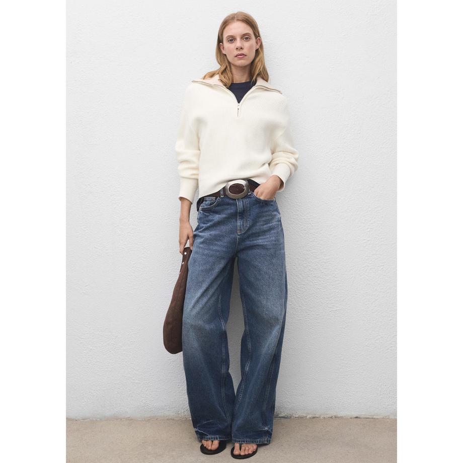 MANGO Rizon Half Zip Rippstrick Pullover  