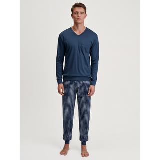 CALIDA Pyjama Set mit V-Ausschnitt Oberteil und gemusterter Hose  