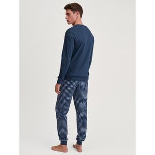 CALIDA Pyjama Set mit V-Ausschnitt Oberteil und gemusterter Hose  