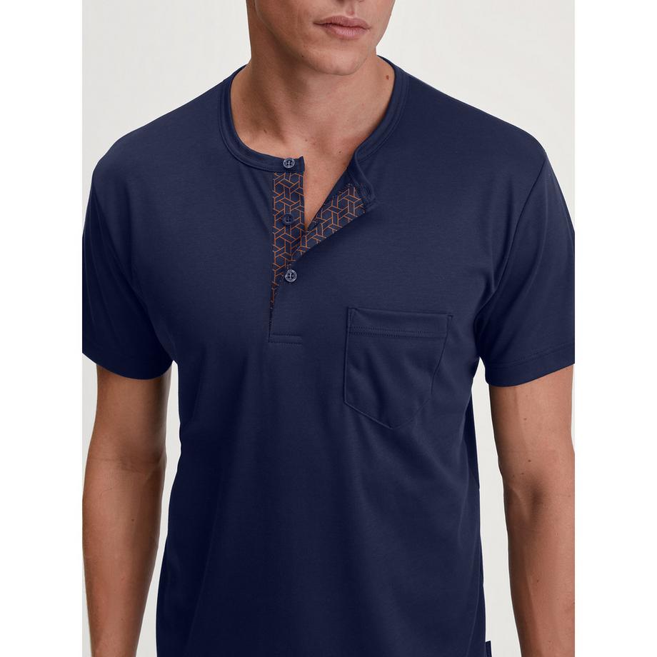 CALIDA Pigiama Maglia Henley Maniche Corte e Pantaloncini Fantasia  