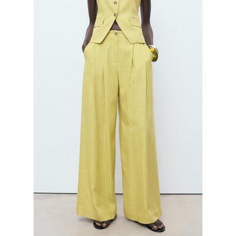 MANGO Luca Pantalon de costume rayé taille haute coupe droite  