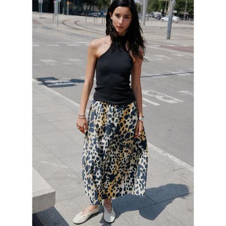 MANGO GINA Animal Print A-Linien Midirock  