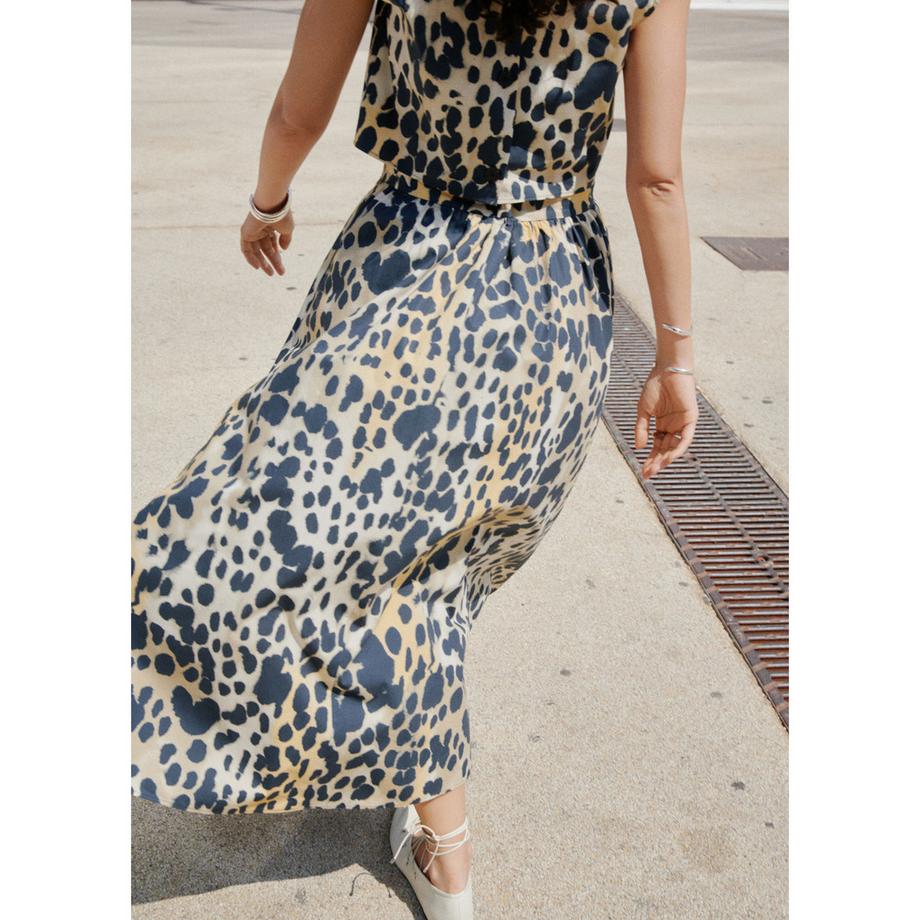 MANGO GINA Stampa Animalier Gonna Midi Linea A  