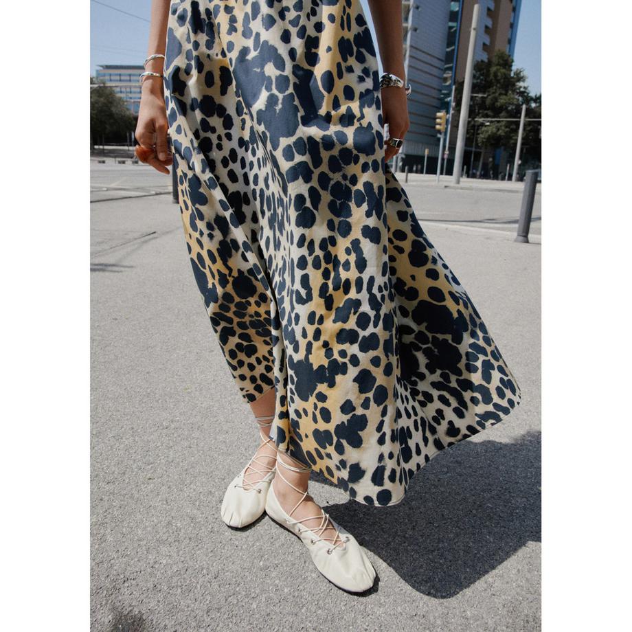 MANGO GINA Stampa Animalier Gonna Midi Linea A  