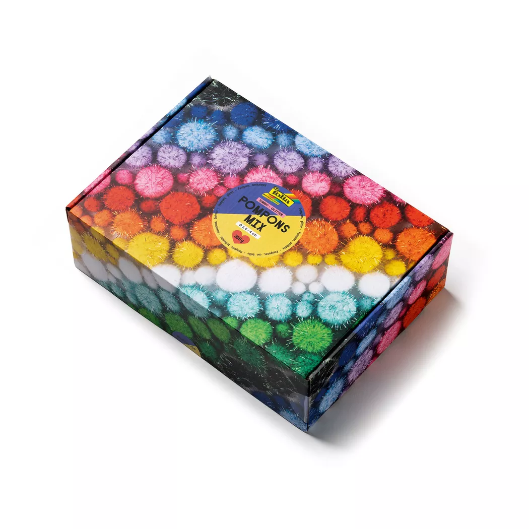 folia Pompons-Mix Glitter Jumbobox, 300 g, sortiert