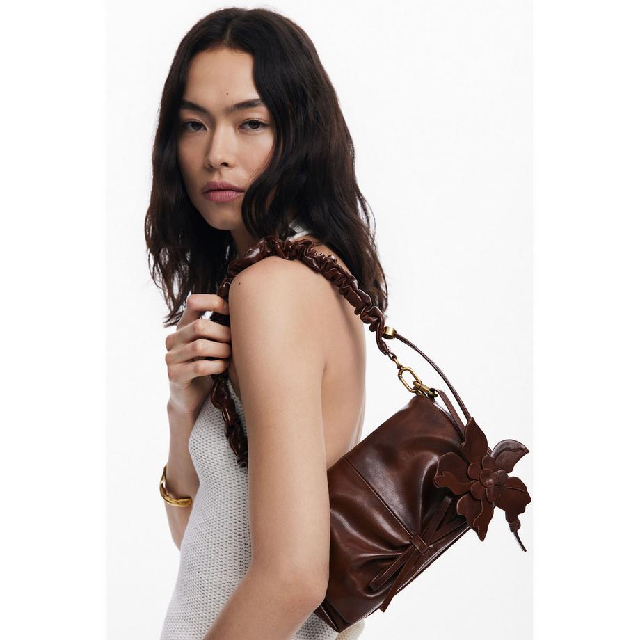 Desigual Borsa a mano con manico arricciato e dettaglio fiocco  