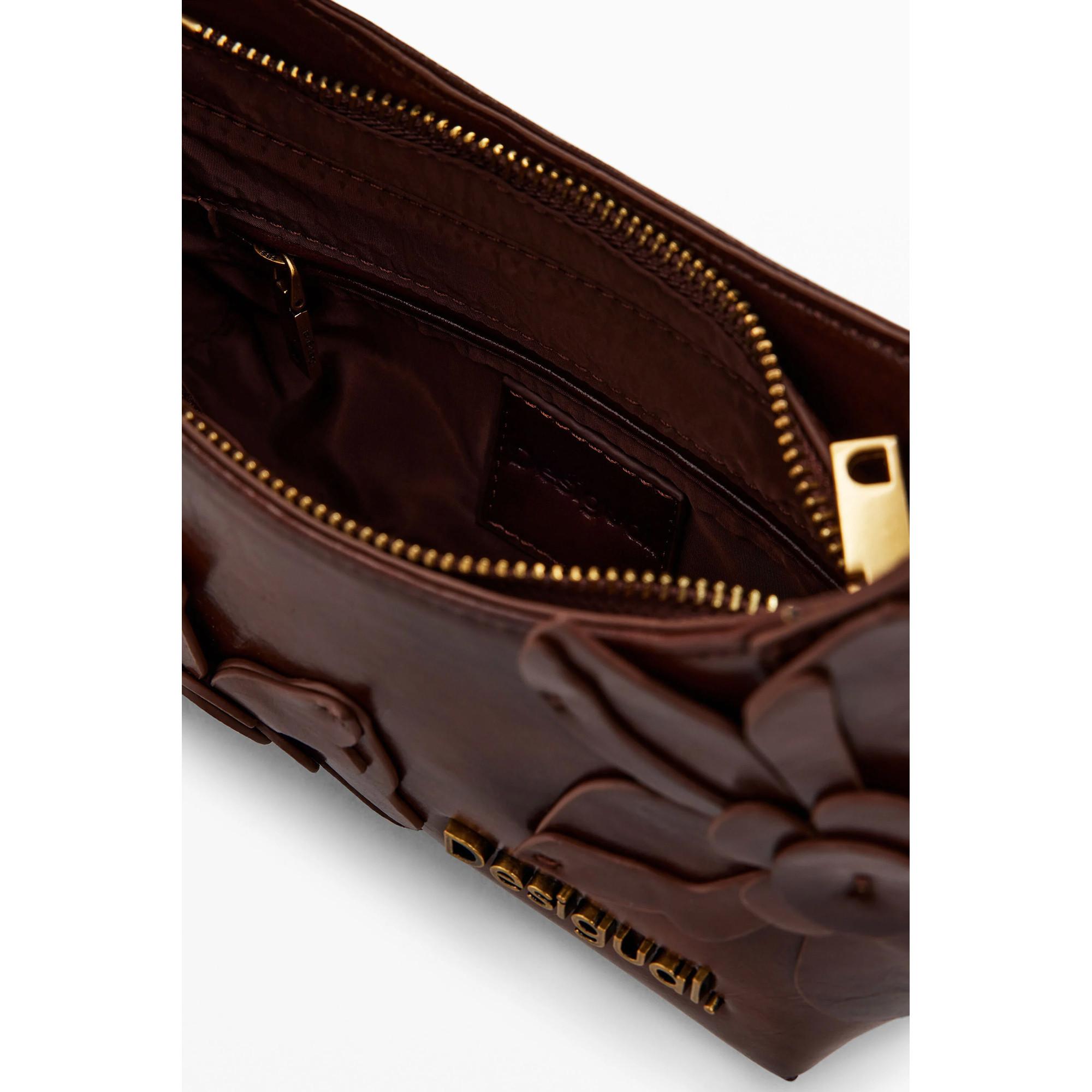 Desigual Schultertasche mit Blumenapplikationen  