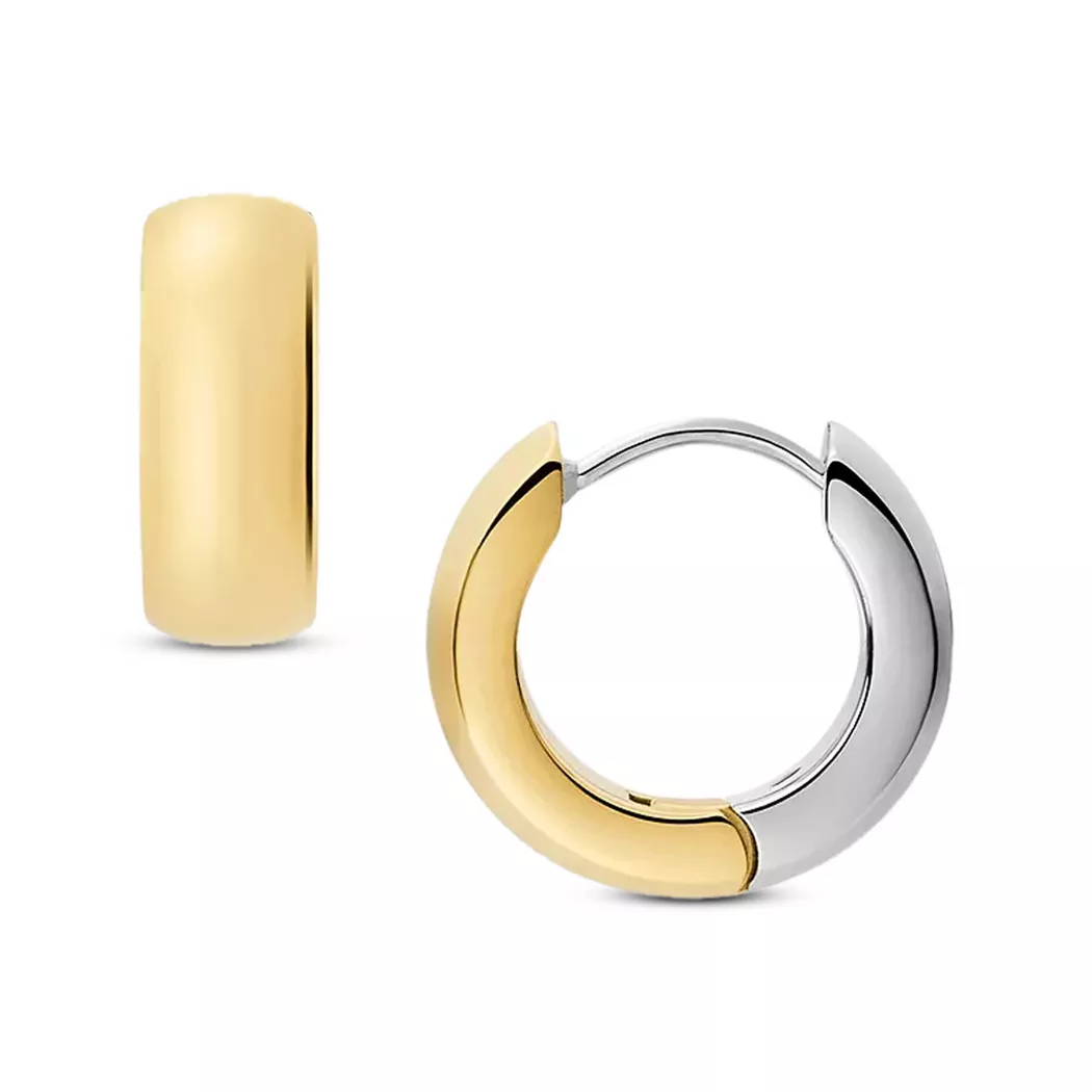 Paar Creolen FOSSIL "Schmuck Geschenk Edelstahl ELLIS", gold (gelbgoldfarben, edelstahlfarben), Ohrringe, Damen, 15mm, Edelstahl