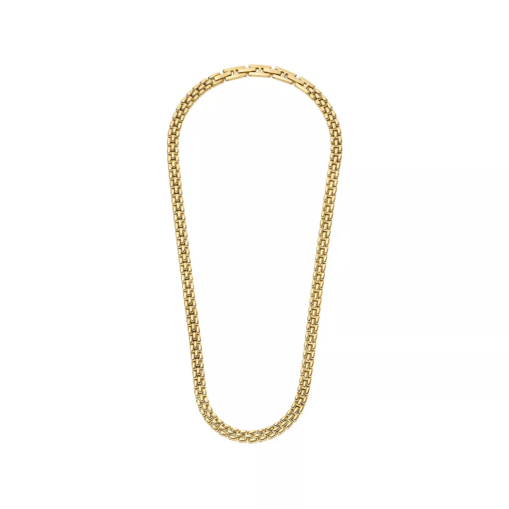 Gliederkette FOSSIL "Schmuck Geschenk Edelstahl ARDEN", gold (gelbgoldfarben), Halsketten, Damen, Edelstahl, L: 45,5 B: 6mm, Gliederkette, B:6mm