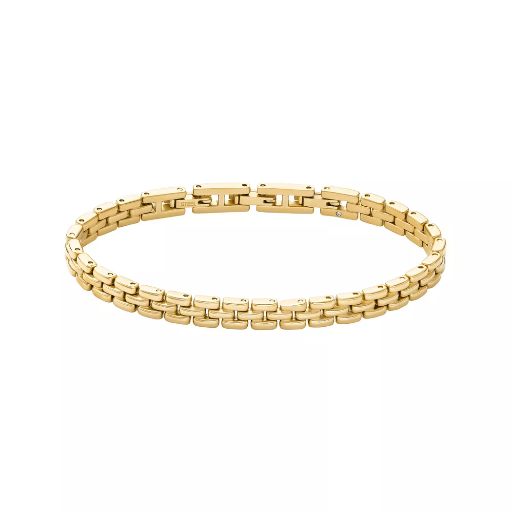 Gliederarmband FOSSIL "Schmuck Geschenk Edelstahl ARDEN", gelbgoldfarben, Armbänder, Damen, 19cm, Edelstahl, Gliederarmband