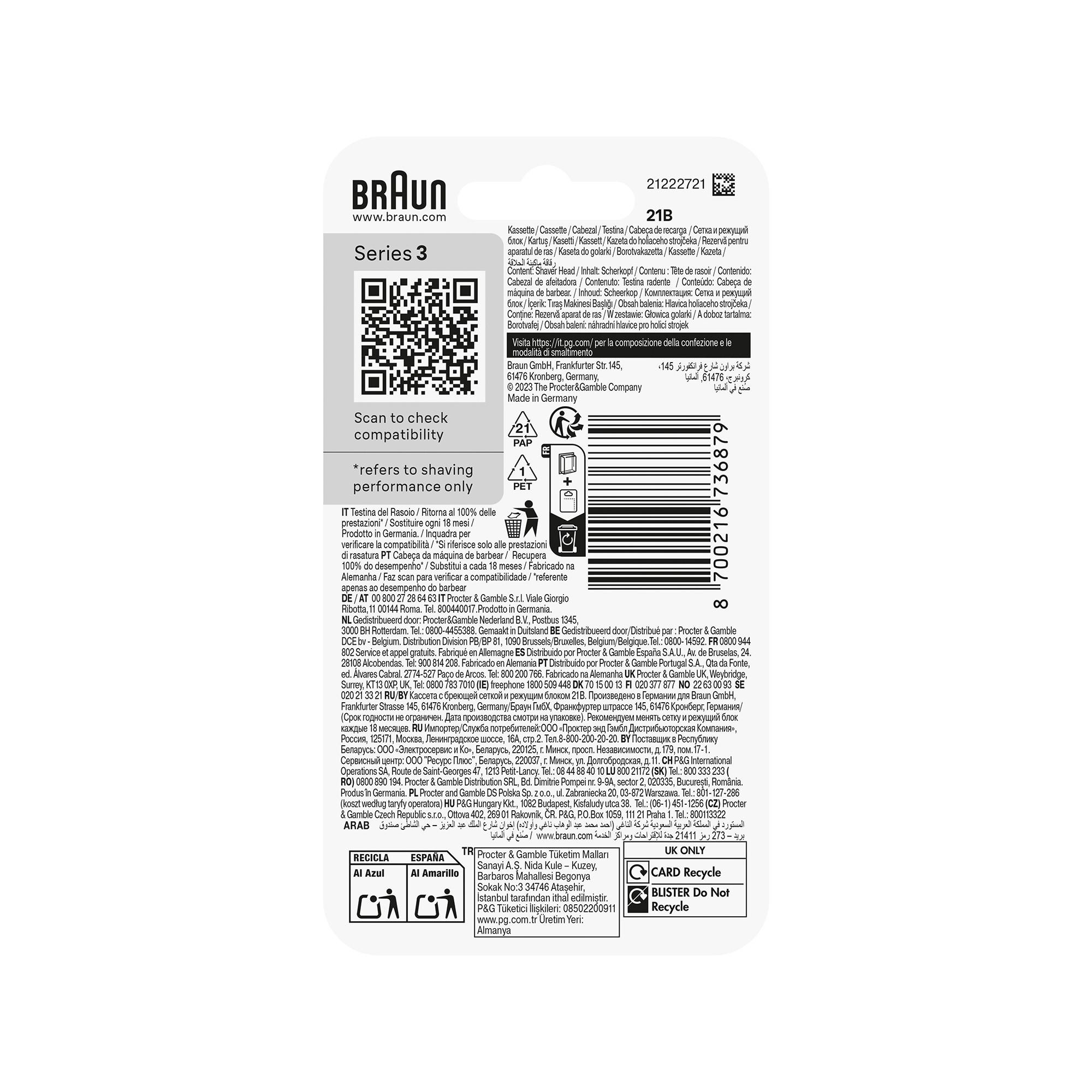 BRAUN Tête de tonte 21B 