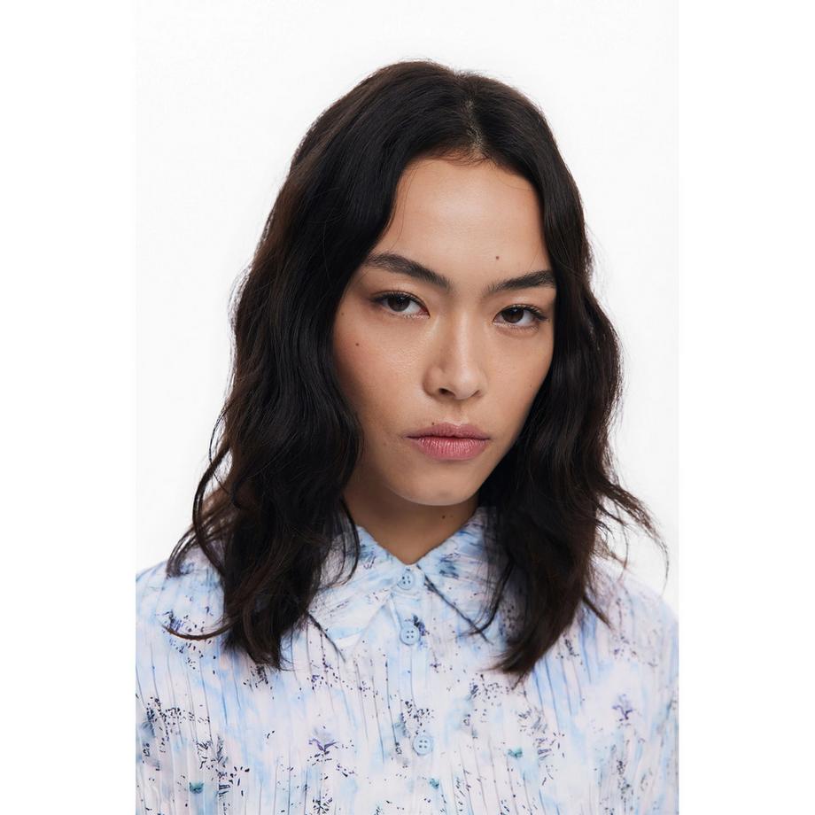 Desigual T-shirt plissettata a maniche lunghe  