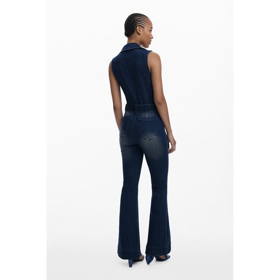 Desigual Denim Ärmelloser Jumpsuit Ausgestellt  