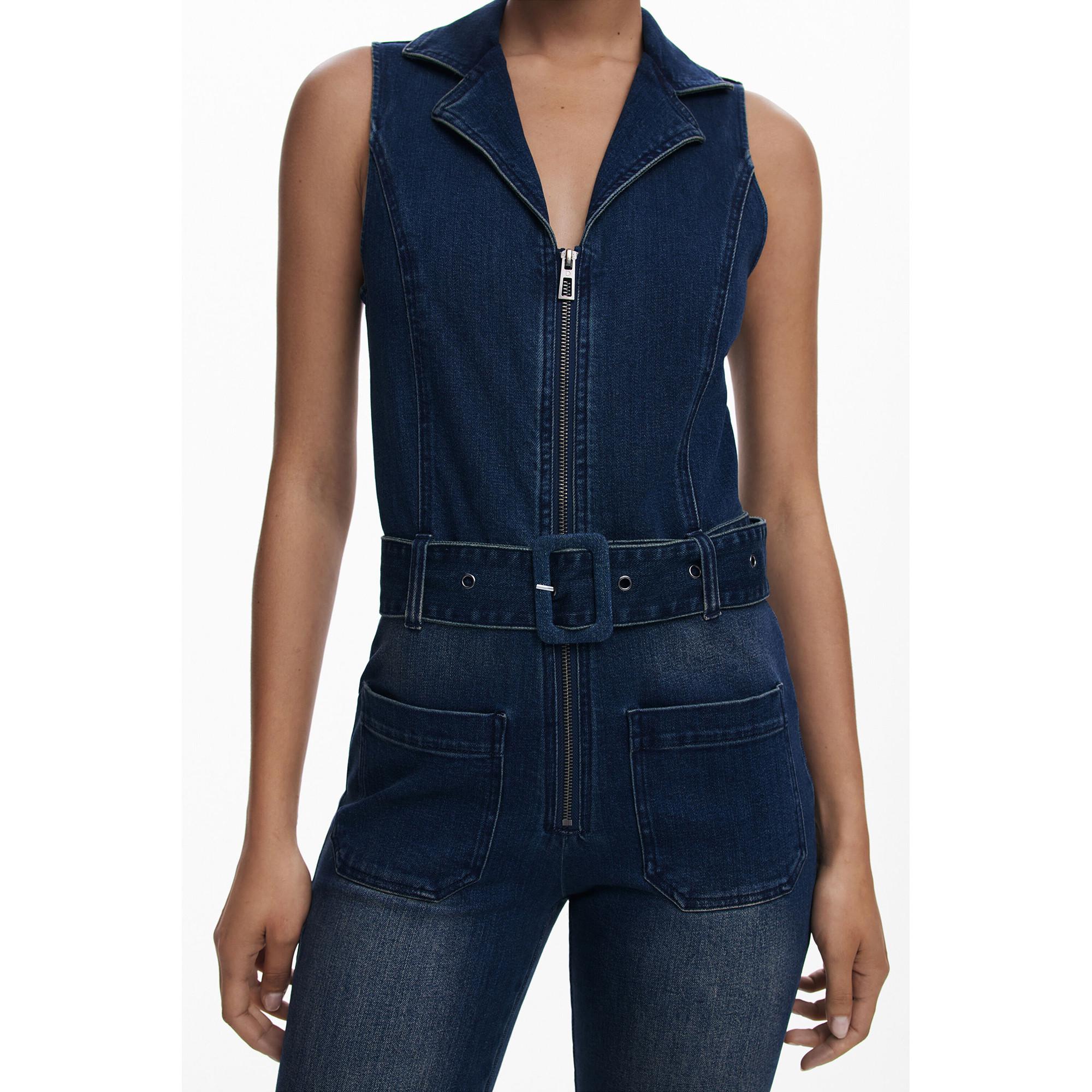 Desigual Denim Ärmelloser Jumpsuit Ausgestellt  
