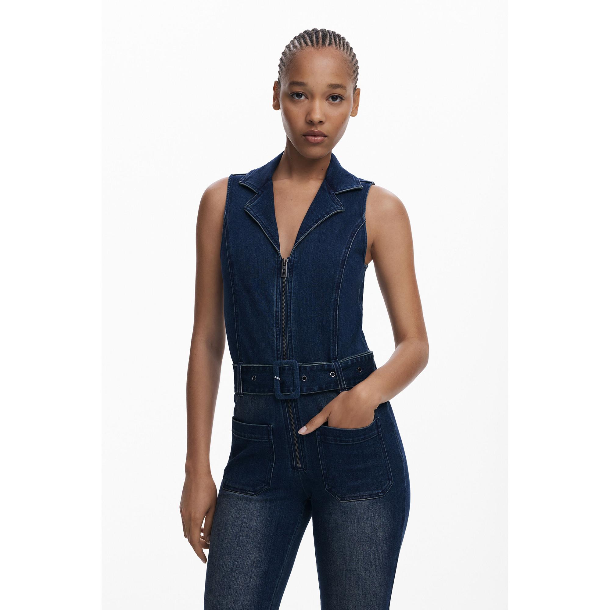 Desigual Denim Ärmelloser Jumpsuit Ausgestellt  